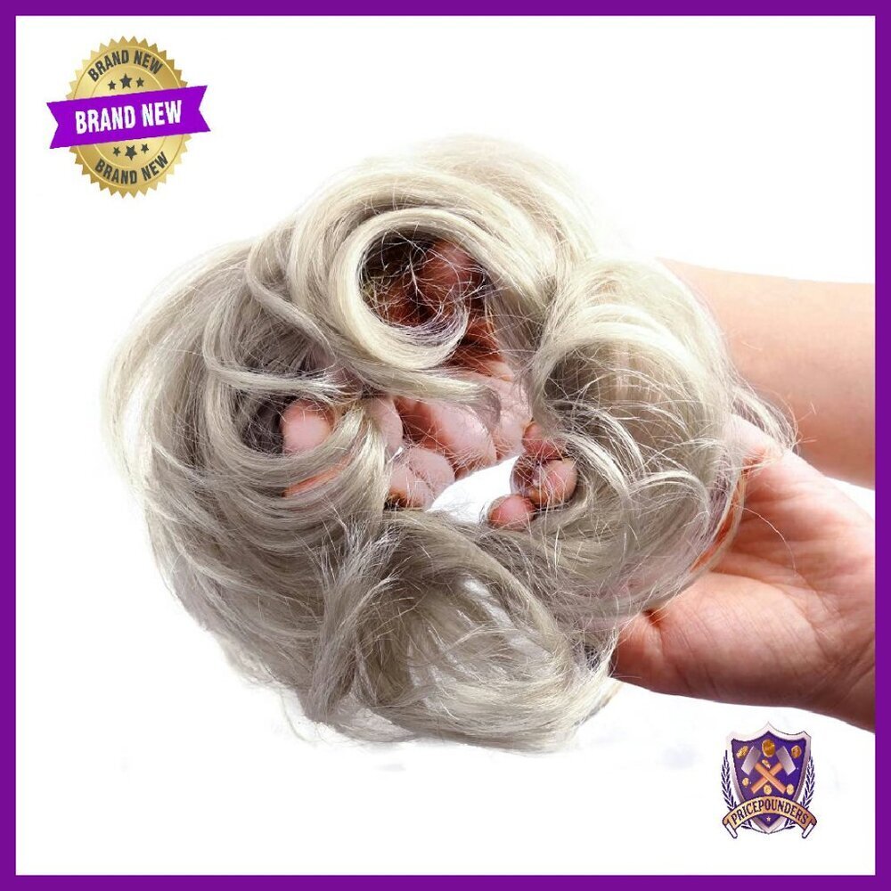 Real Human Hair Bun Scrunchie Extension for Women - Wavy Curly Updo